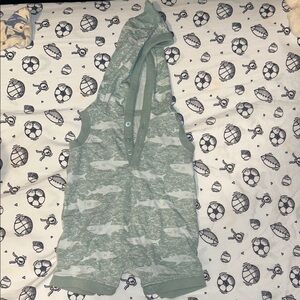 Green Shark Print Hooded Romper